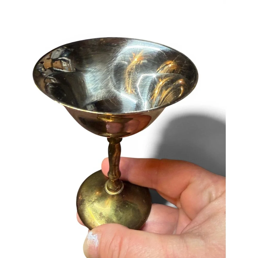 Vintage Solid Brass Chalices | Set of 3 | Mid-Century Barware